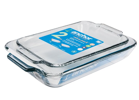 Anchor Hocking glass baking dish set, BPA-free, made in USA