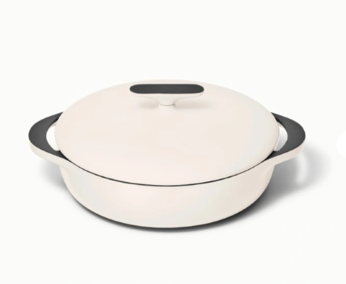 Caraway enameled cast iron braiser, PFAS-free enamel, lifetime warranty