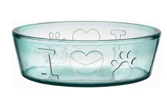 COURONNE CO. Fetch Recycled Glass Dog Bowl, 60oz large sustainable pet feeding dish, dishwasher-safe clear glass