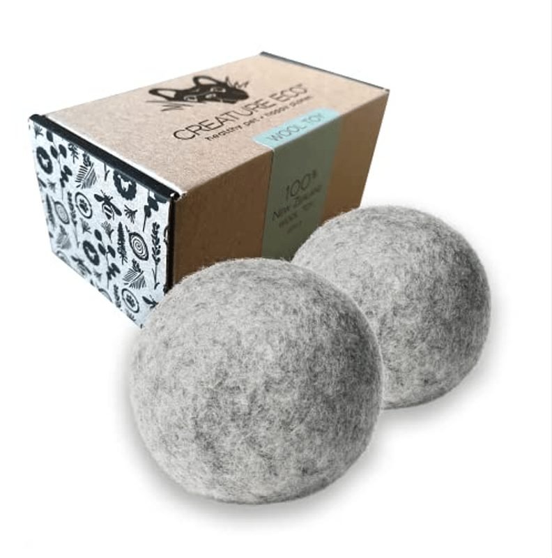 Creature ECO organic New Zealand wool dog balls, 2-pack, machine washable