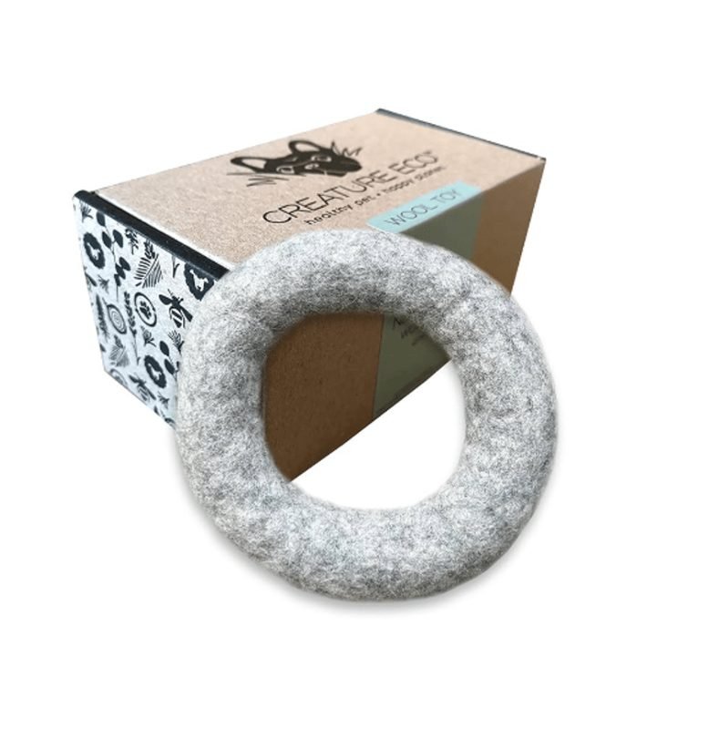 Creature ECO organic wool ring tug toy for dogs, zero plastic fibers