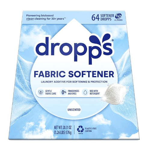 Dropps unscented mineral-based fabric softener pods, non-toxic, fragrance-free