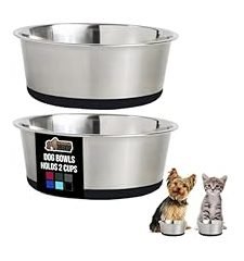 Gorilla Grip stainless steel dog bowls set of 2, heavy-duty 304 food-grade stainless