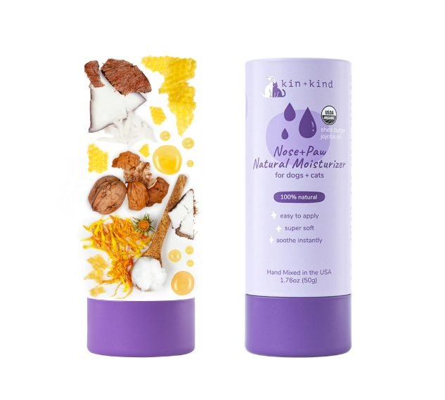 kin+kind organic nose and paw balm stick with shea butter and jojoba oil for dogs and cats