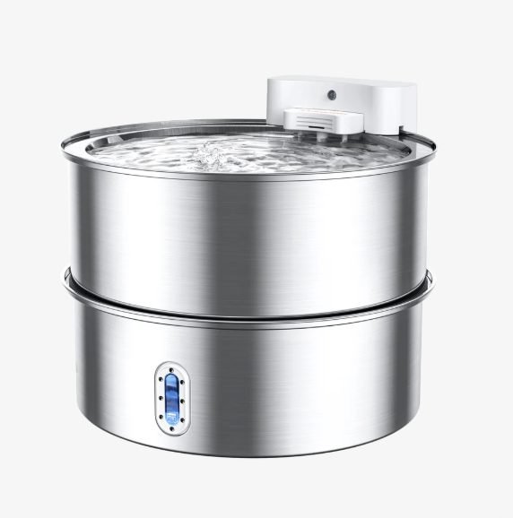 Meowant adjustable stainless steel water fountain for cats and dogs, food-grade 304 stainless