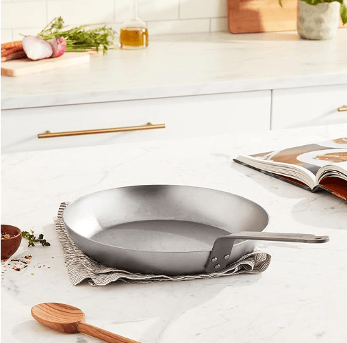 Mauviel M'Steel carbon steel skillet, non toxic, made in France