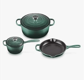 Le Creuset 5-piece enameled cast iron cookware set, PFAS-free, lifetime warranty