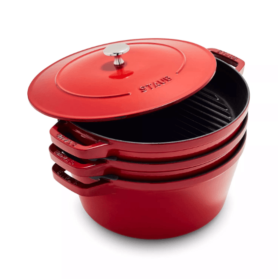 Staub 4-piece stackable enameled cast iron cookware set, PFAS-free, made in France