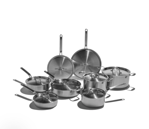 Heritage Steel Eater Series 16-piece non toxic stainless steel cookware set, made in USA