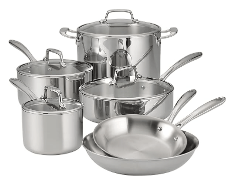 Tramontina Signature Tri-Ply 10-piece non toxic stainless steel cookware set