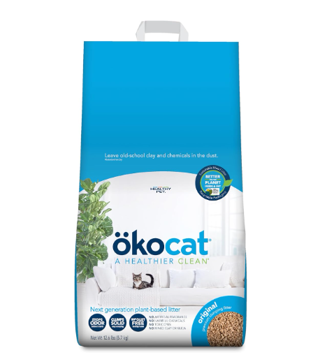 ökocat Natural Wood Clumping Cat Litter, 100% reclaimed wood fiber, no clay no synthetic chemicals, 99% dust-free lasts 7 weeks
