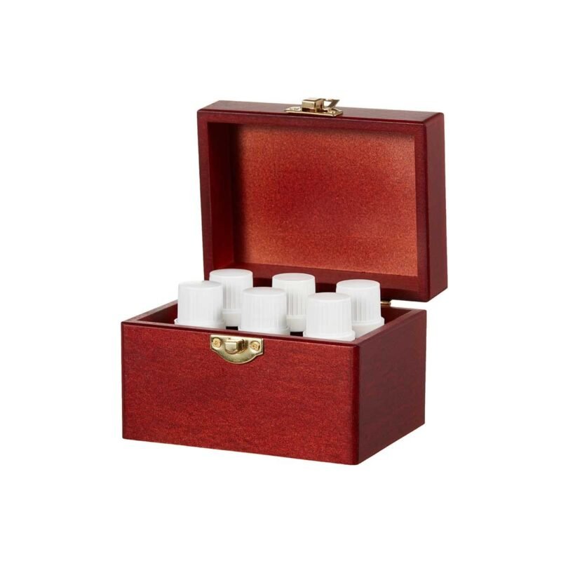 Organic Aromas Favorites Sampler Pack, 6 pure essential oils in handcrafted hardwood box, lavender peppermint rosemary orange
