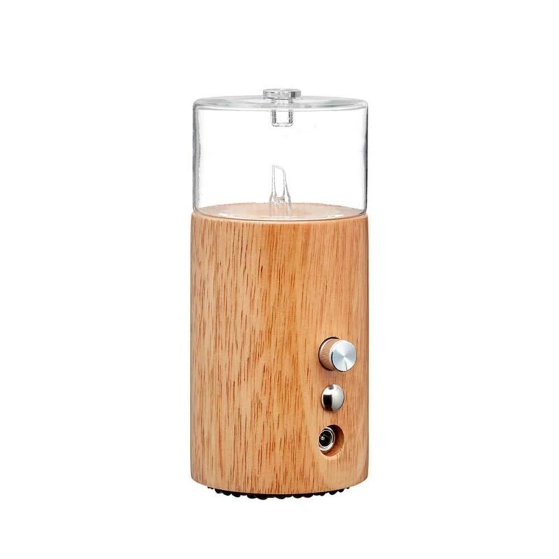 Organic Aromas Redolence Nebulizing Diffuser, plantation hardwood base, hand-blown pyrex glass, no water no heat