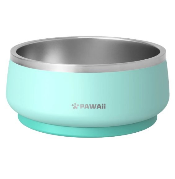Pawaii stainless steel dog bowl with non-slip silicone base, food-grade 304 stainless