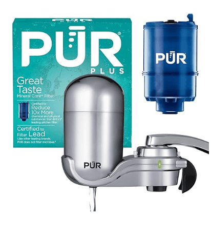 PUR PLUS faucet mount water filter system, reduces 70+ contaminants including lead