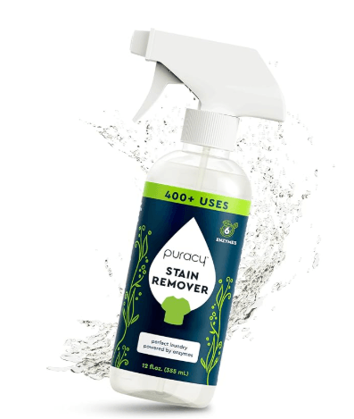 Puracy natural enzyme-based laundry stain remover, fragrance-free, non-toxic
