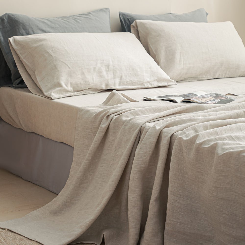 Simple&Opulence 100% flax linen sheet set stone washed OEKO-TEX certified breathable temperature regulating
