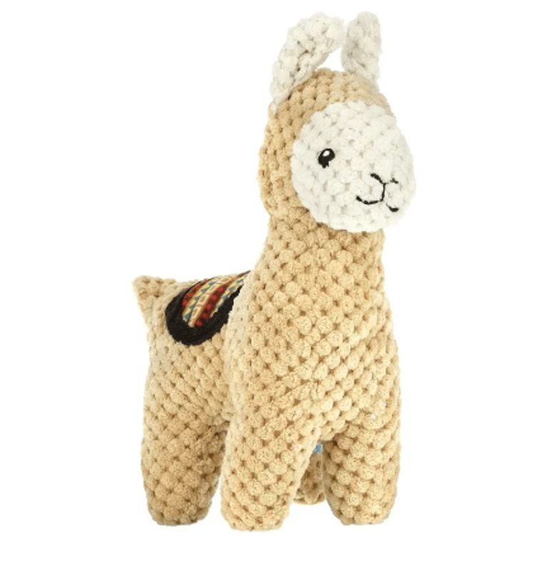 Spunky Pup Clean Earth recycled plastic bottle llama plush squeaker dog toy
