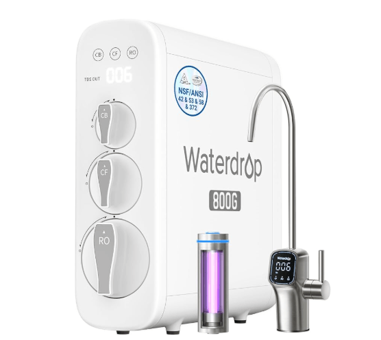 Waterdrop G3P800 tankless under-sink reverse osmosis system with smart faucet