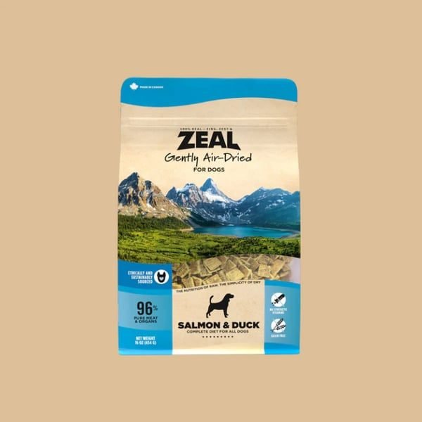 Zeal Canada Air-Dried Salmon and Duck Recipe for Dogs, omega-3 rich coat health formula