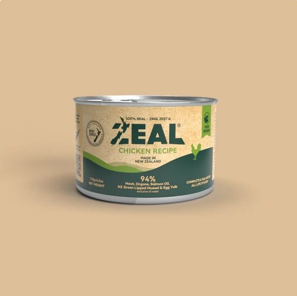 Zeal New Zealand Wet Food Chicken Recipe for Dogs, real muscle meat and organs, high moisture