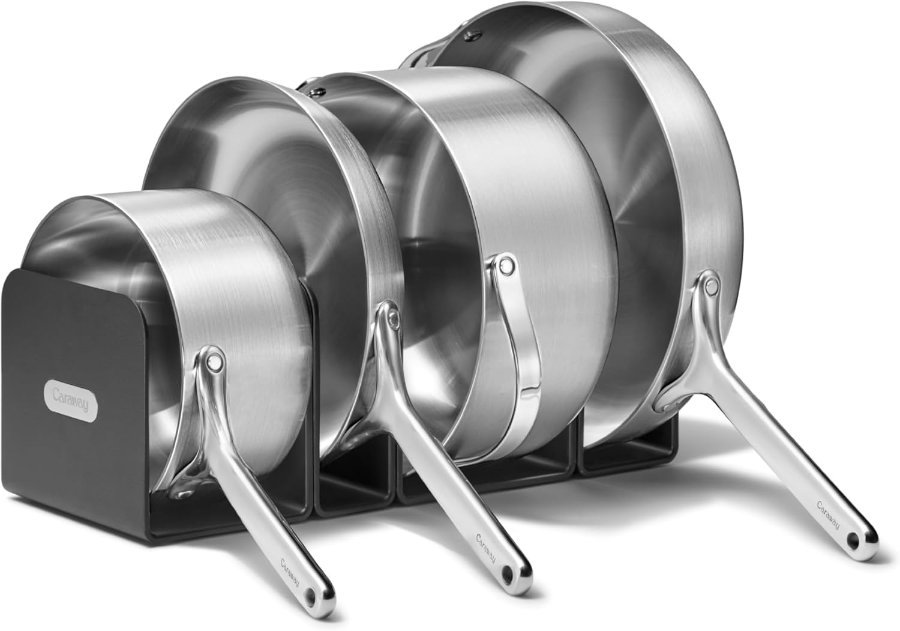 Caraway 12-Piece 5-ply stainless steel cookware set with storage, PTFE and PFOA free