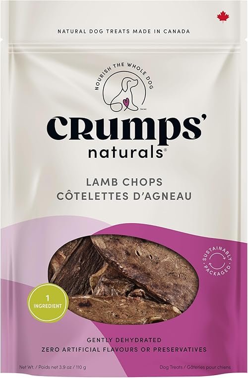 Crump's Naturals Lamb Chops, single ingredient dehydrated lamb dog treat