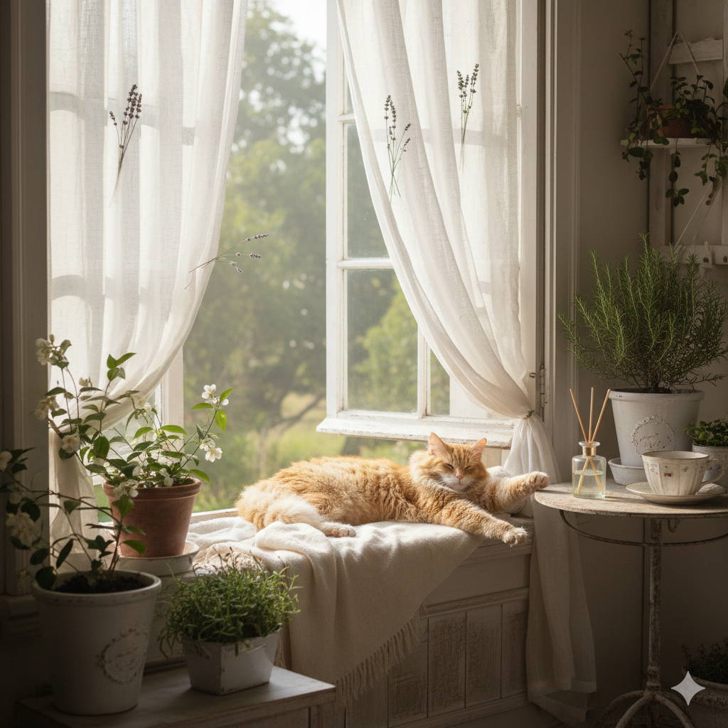 Shabby chic room with natural home fragrance — non-toxic plug-in alternatives to chemical air fresheners