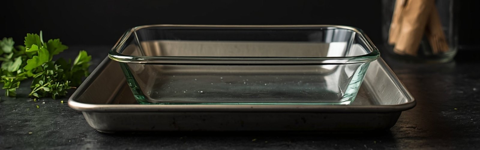 Non-toxic bakeware — stainless steel baking sheets and glass baking dishes