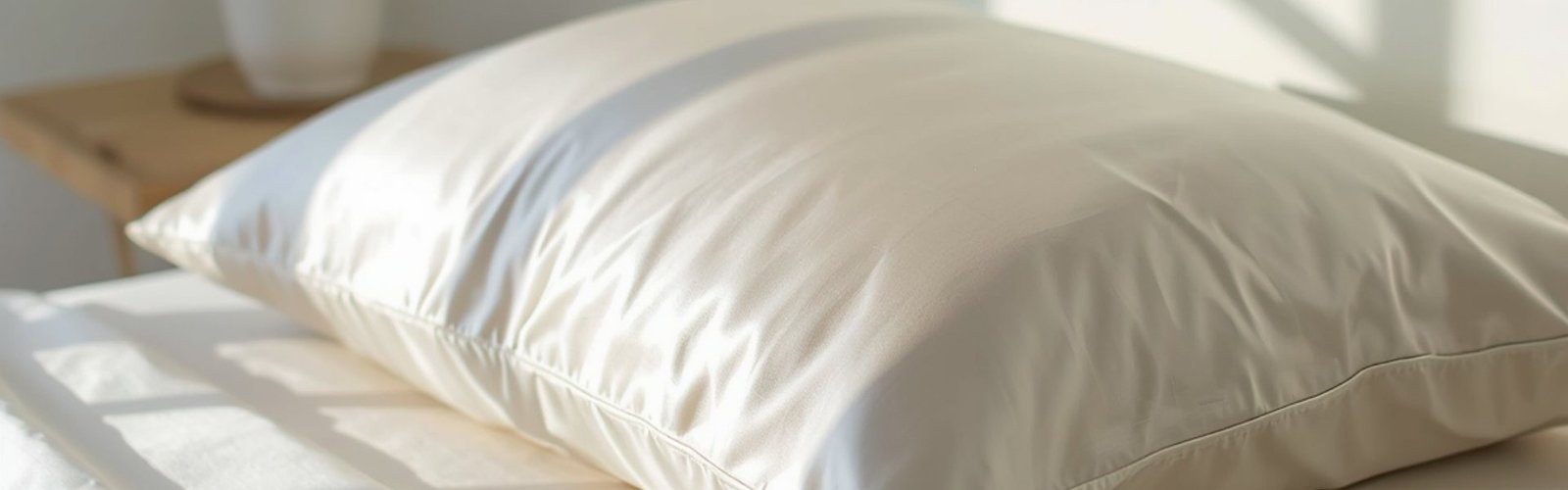 non-toxic silk pillowcase on a bed with white organic bedding