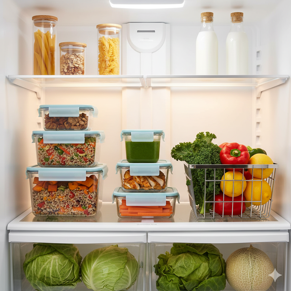 Non-toxic glass food storage containers with airtight lids, safe swap for plastic.
