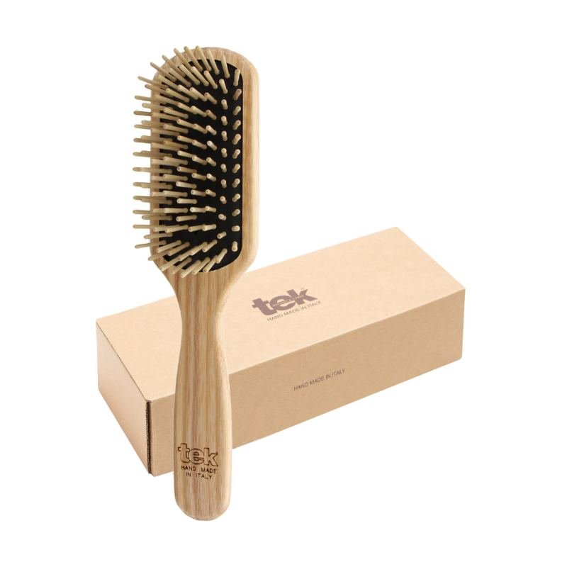 TEK ash wood hair brush handmade in Italy FSC certified natural