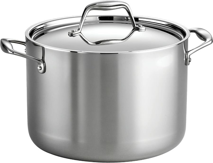 Tramontina Signature Tri-Ply Clad Stainless Steel 8-Quart Stock Pot with Lid, NSF-certified, induction ready, made in Brazil