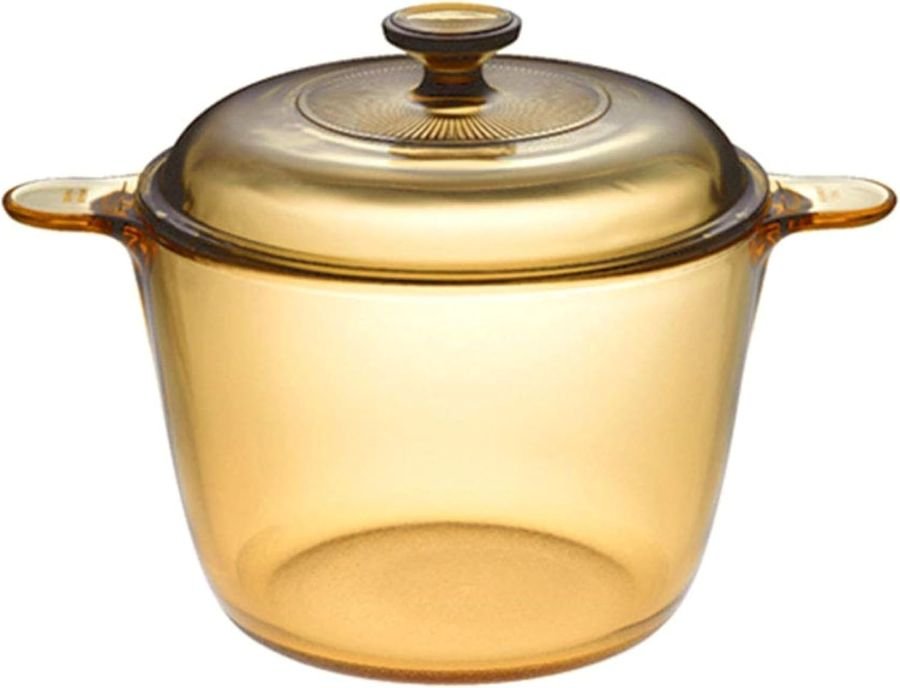 VISIONS Pyroceram glass-ceramic cookpot 3.5L with lid, amber, stovetop and oven safe, no coatings
