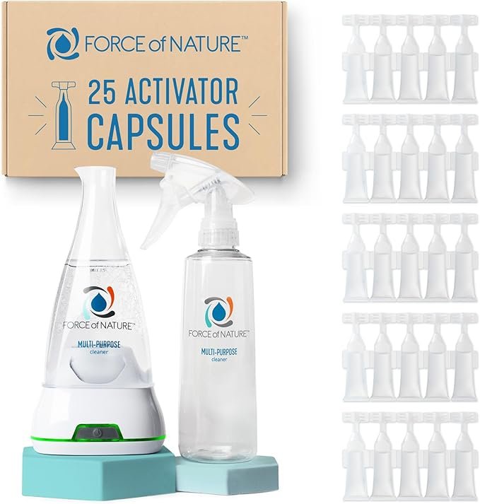 Force of Nature Multi-Purpose Cleaner Extra Value Bundle reusable bottle 25 refills hypochlorous acid EPA registered non toxic
