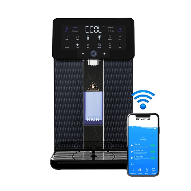 RKIN U1 4-in-1 countertop water filter system with hot and cold dispensing