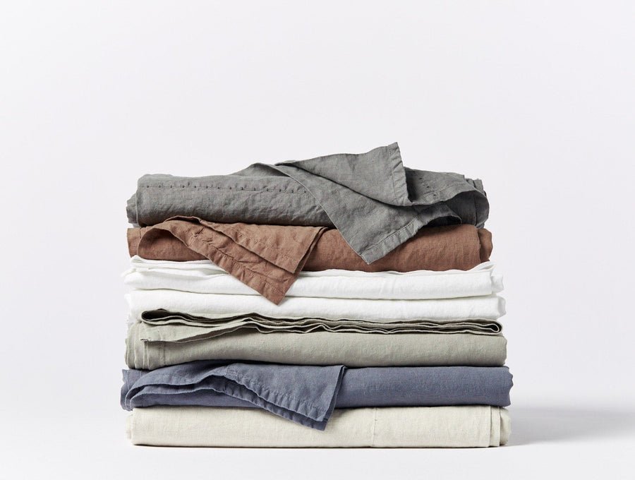 Coyuchi Organic Relaxed Linen Sheet Set, GOTS certified organic French flax linen woven in Portugal, garment-washed, low-impact dyes
