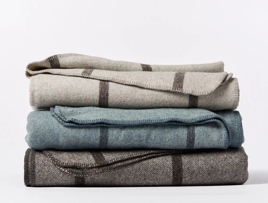 Coyuchi Tahoe Wool Blanket, 100 percent traceable regenerative US wool woven in an American woolen mill