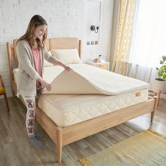 Happsy Organic Mattress Topper, GOLS certified organic latex, GOTS certified organic cotton cover, no foam no flame retardants