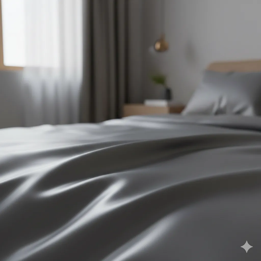 Mulberry silk glossy texture luxury bedding close-up