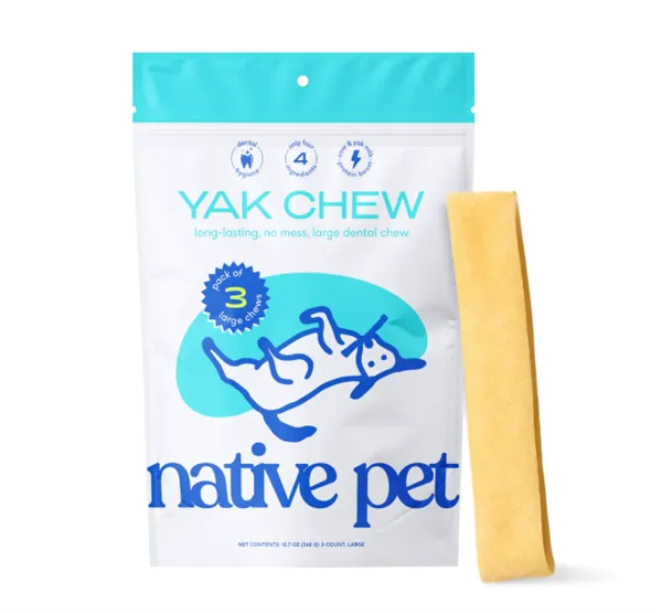 Native Pet Yak Chews for dogs, 4-ingredient dental health treat, no rawhide or fillers