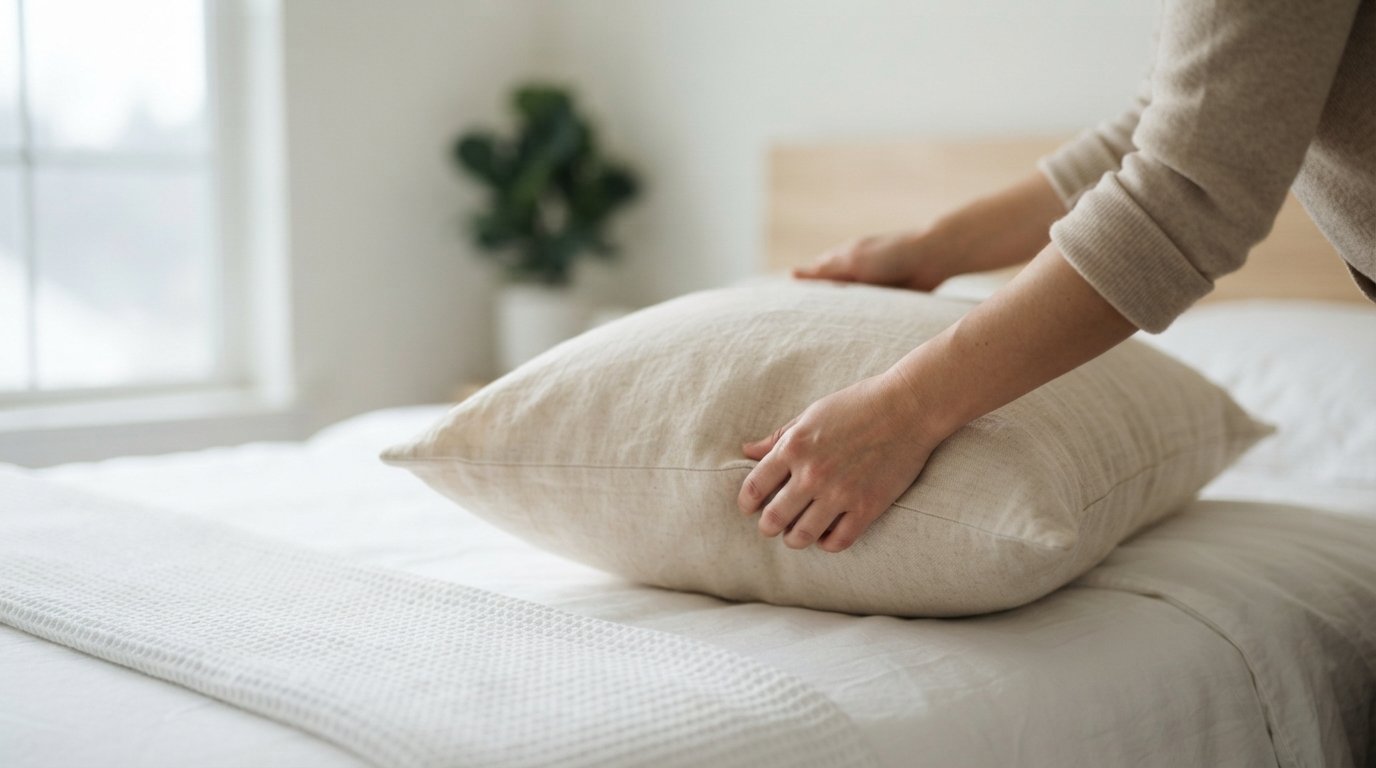 Adjusting the loft of an adjustable natural fill pillow