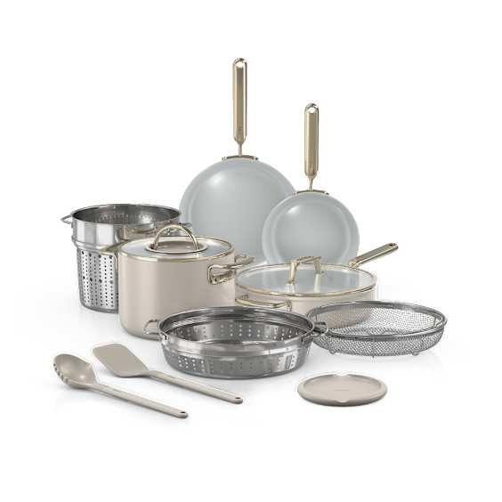 Homepage 12 Ninja NeverQuit 12-piece ceramic nonstick cookware set in Stone Gold