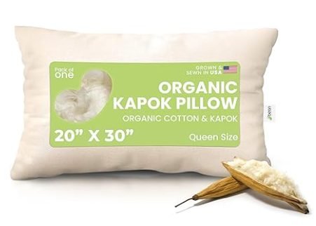 Bean Products organic kapok pillow GOTS OEKO-TEX cotton cover adjustable fill hypoallergenic chemical free
