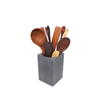 Earlywood Newlywood 11-piece wooden kitchen utensil set with holder, handcrafted USA sustainable hardwood