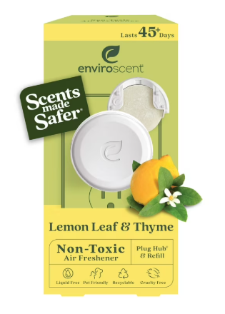 Enviroscent Plug Hub Refillable Kit, solid paper refills, no phthalates no endocrine disruptors, pet safer recyclable