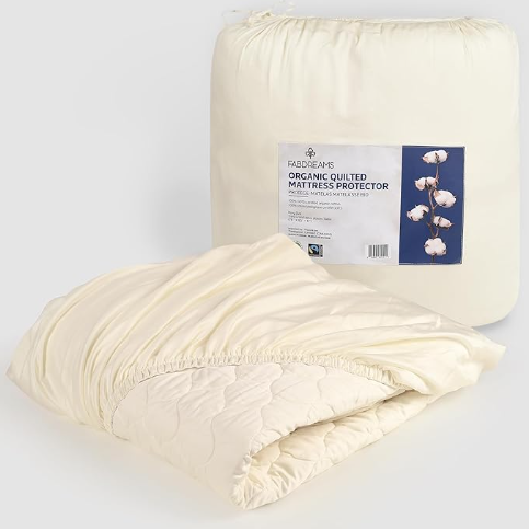 FABDREAMS waterproof mattress protector GOTS certified organic cotton breathable quiet no crinkle deep pockets