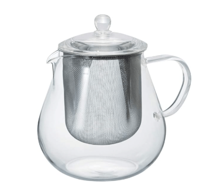 Hario glass teapot with stainless steel filter, 700ml borosilicate glass, made in Japan, non-toxic for loose leaf tea