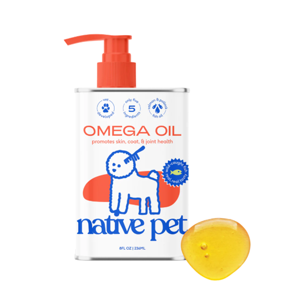 Native Pet Wild-Caught Omega Oil for dogs, Alaskan salmon and pollock oil for skin and coat
