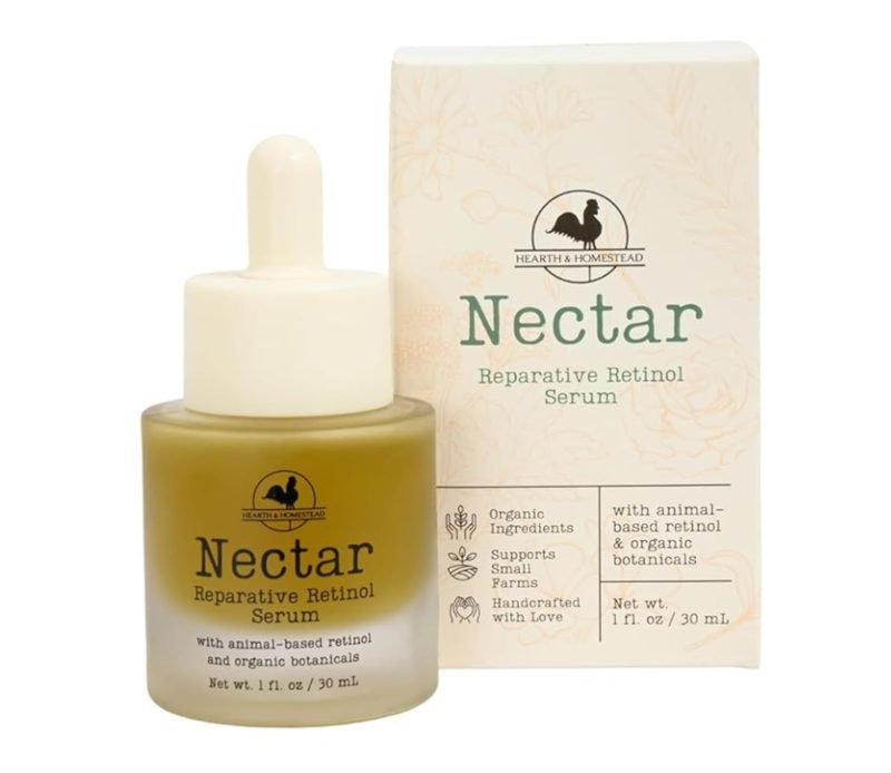 Hearth and Homestead Nectar Natural Retinol Serum tallow emu oil jojoba organic calendula rose non-toxic